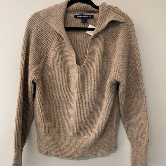 French Connection Brown Collar V neck Sweater Small