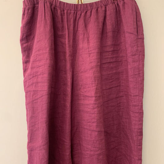 Flax Burgundy Linen Pants Large