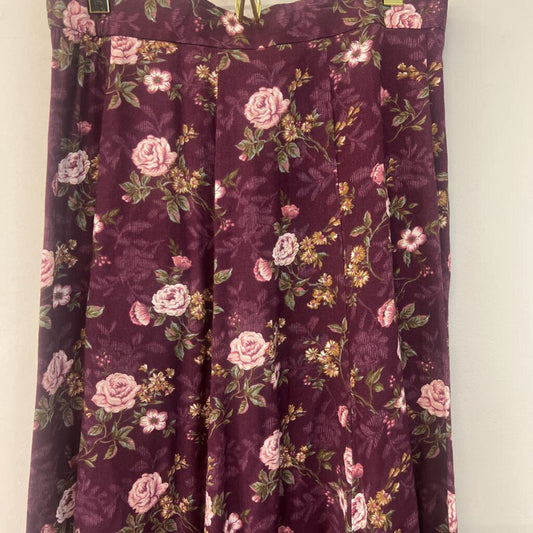 Koret Burgundy Floral Midi Skirt 14