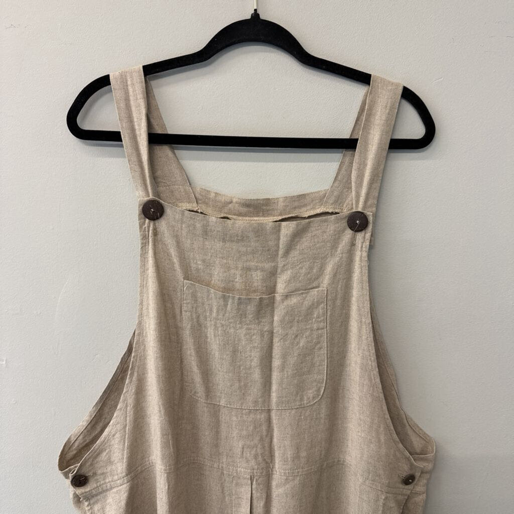 Coldwater Creek Brown Linen Blend Overalls 1X