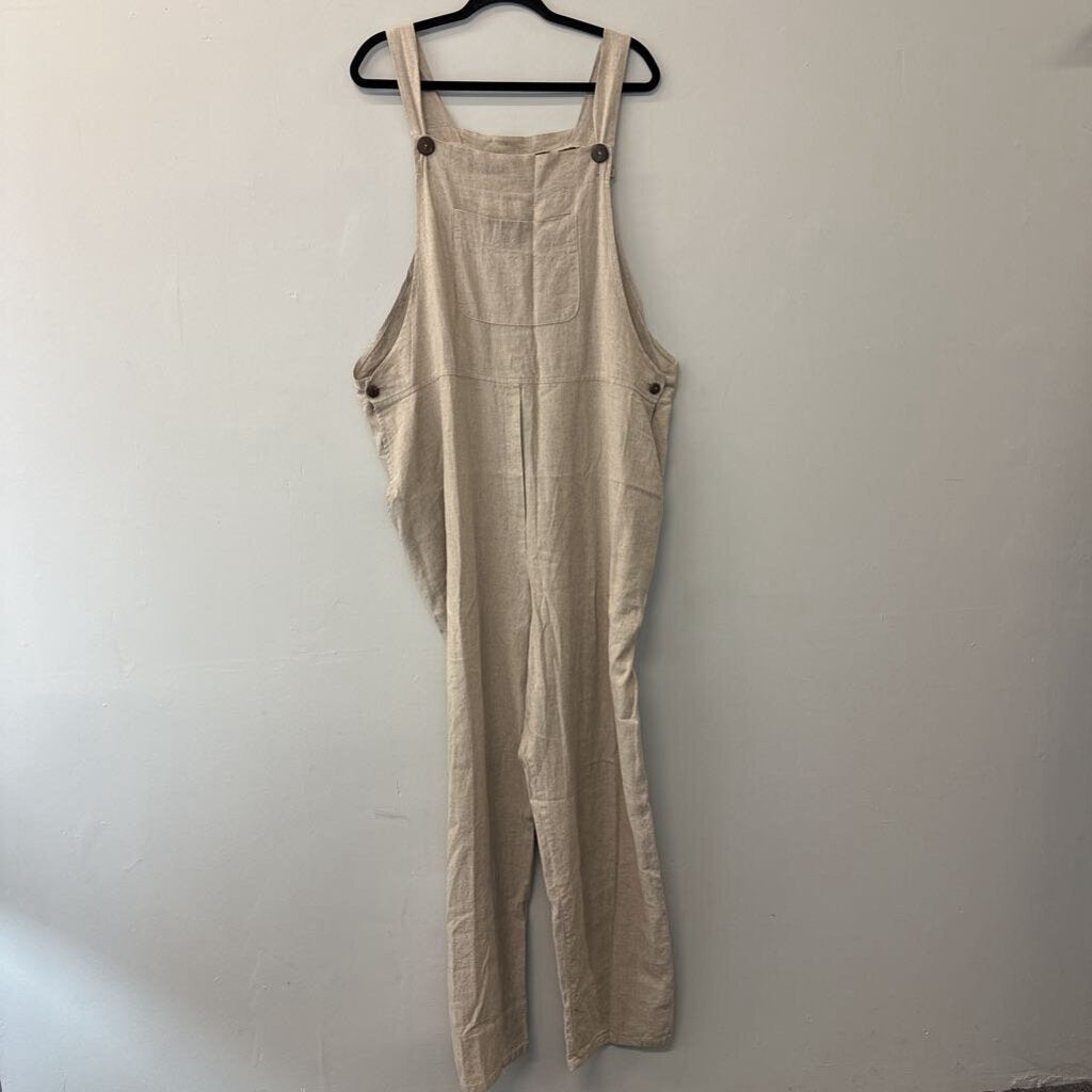 Coldwater Creek Brown Linen Blend Overalls 1X