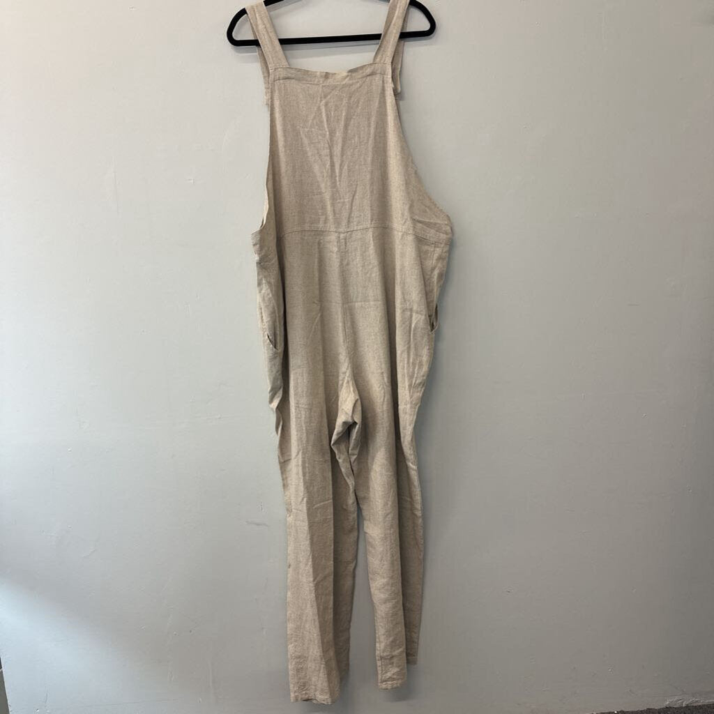 Coldwater Creek Brown Linen Blend Overalls 1X