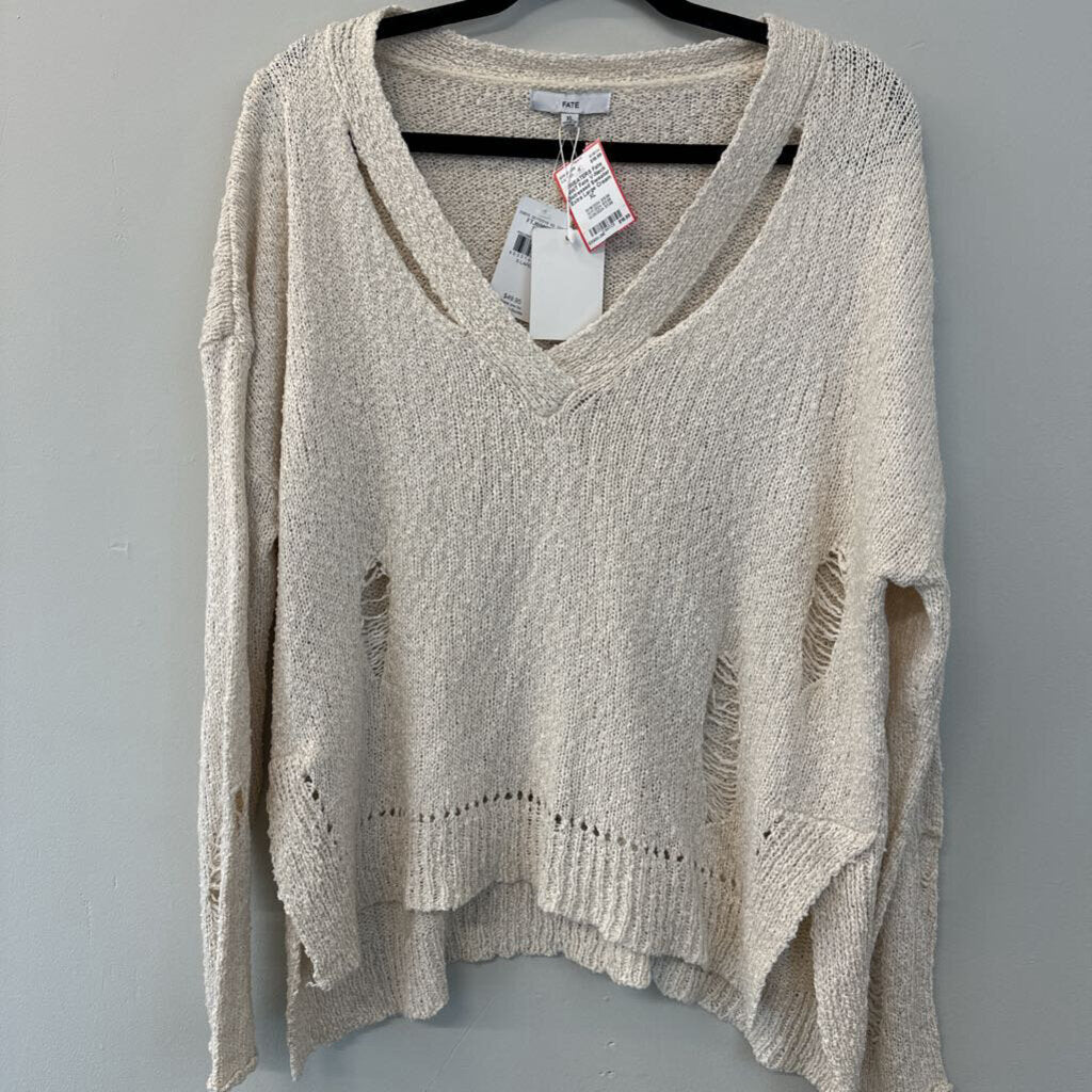 NWT Fate V-Neck Distressed Sweater Extra Large