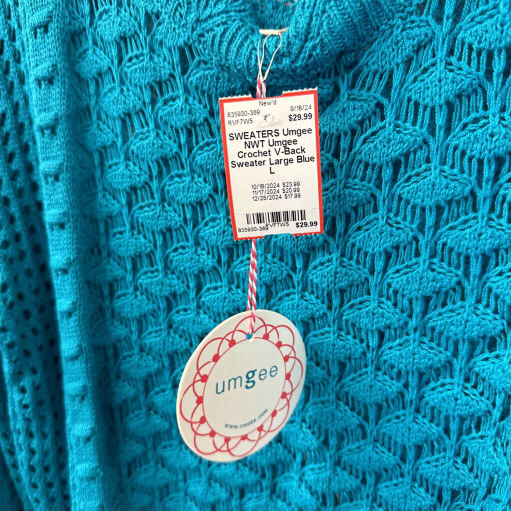 NWT Umgee Crochet V-Back Sweater Large