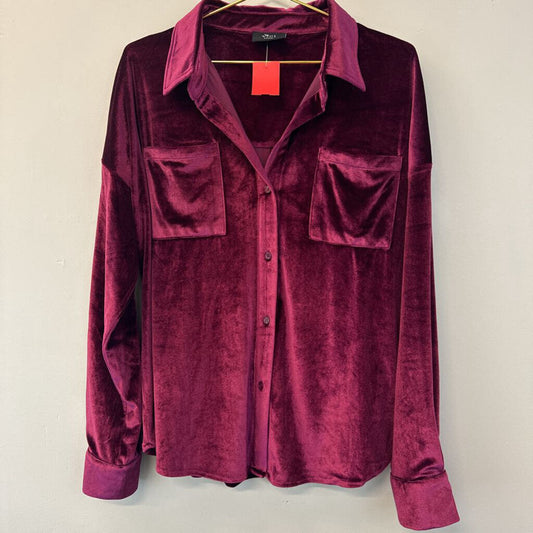 Vici Velour Long Sleeve Button Up Large