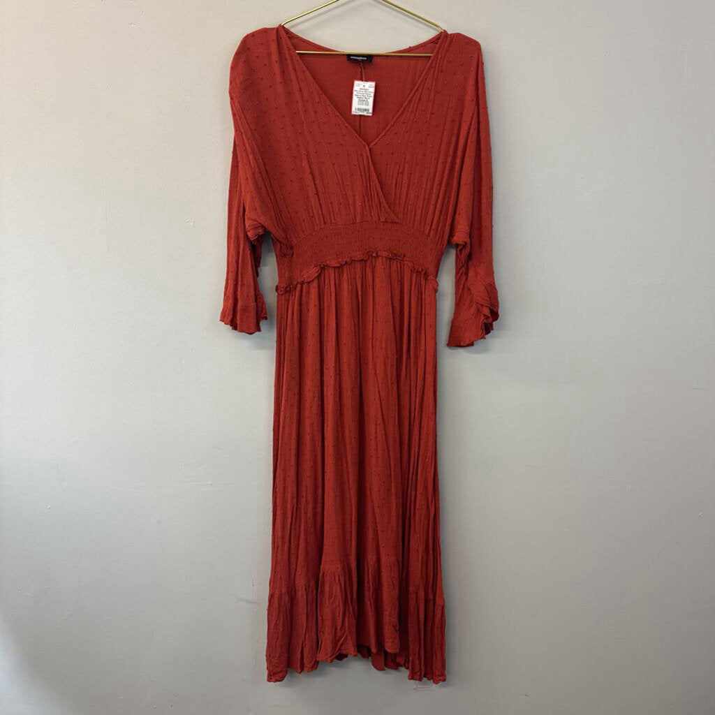 Mittoshop Textured Flutter Sleeve Maxi Dress Medium