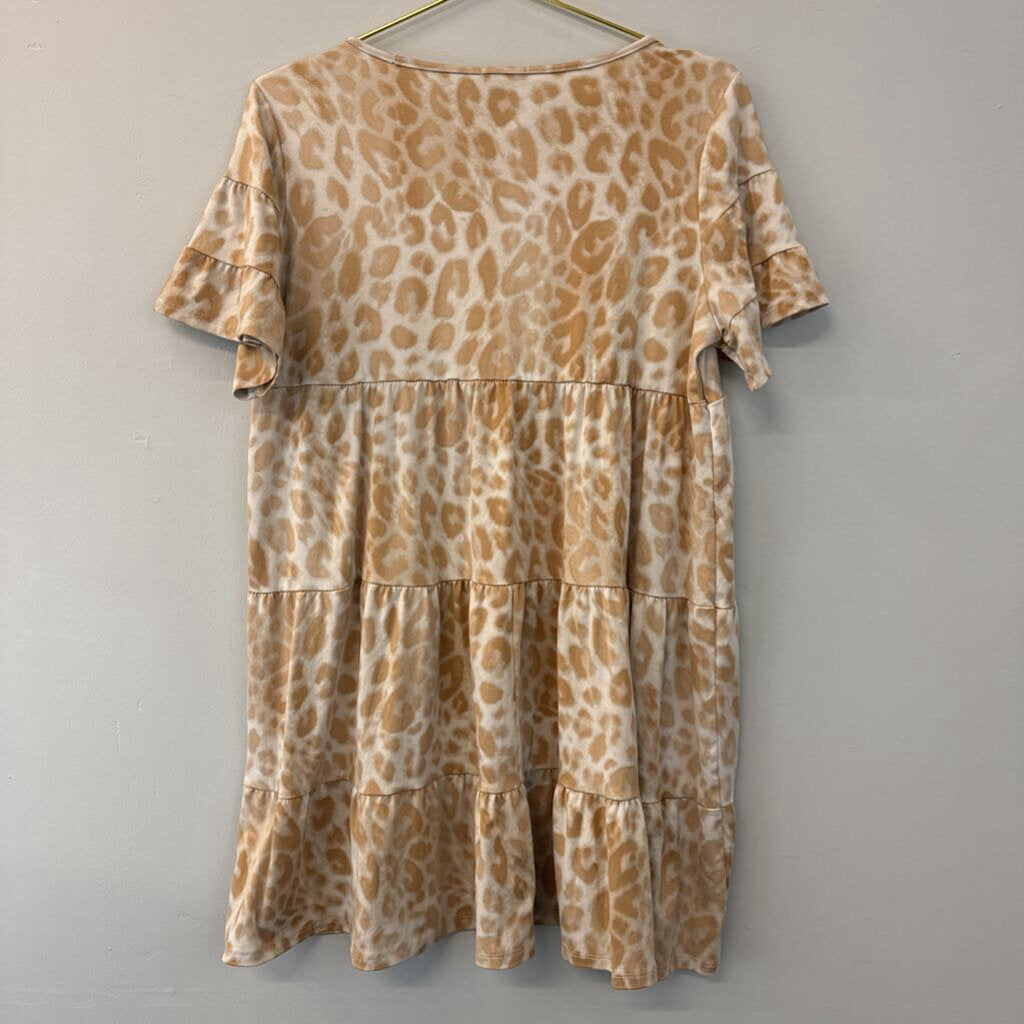 Bibi Cheetah Print Tiered Mini Dress Medium