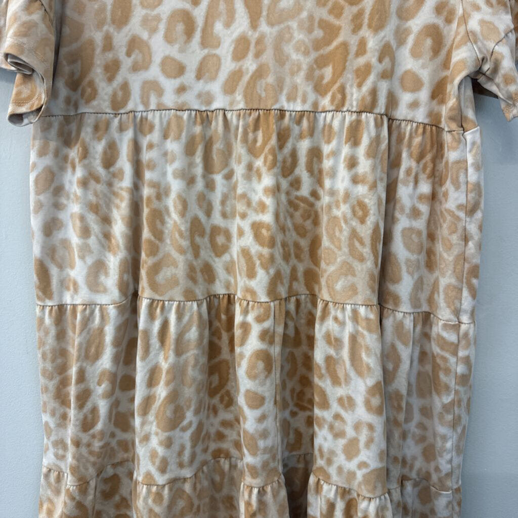 Bibi Cheetah Print Tiered Mini Dress Medium