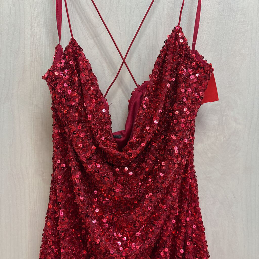 Red Sequin Short Dress