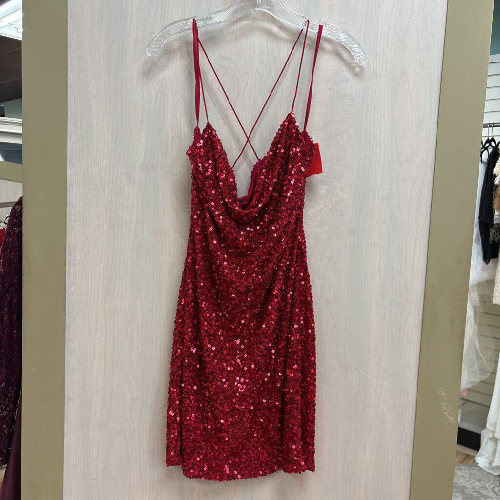 Red Sequin Short Dress
