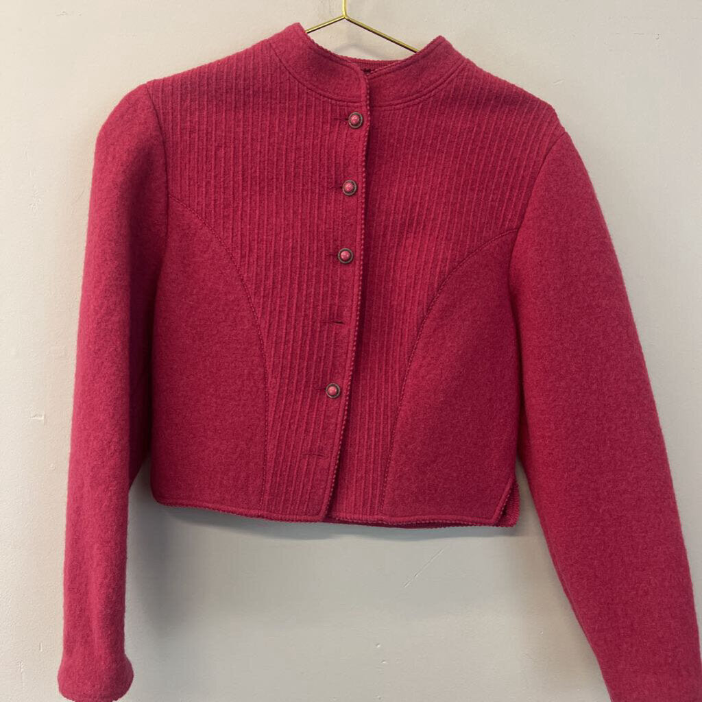 Vintage Lands End 80s Wool Cropped Sweater Jacket