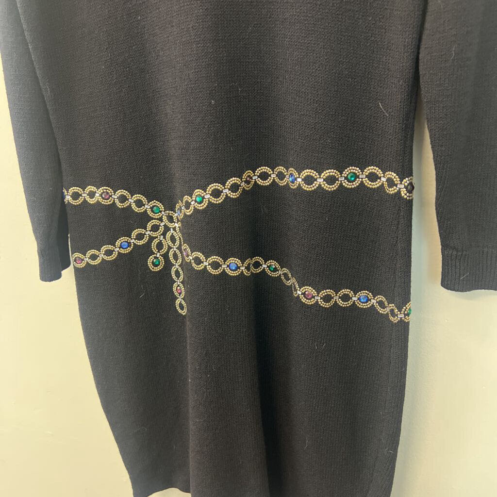 St John Vintage Sweater Jeweled Dress