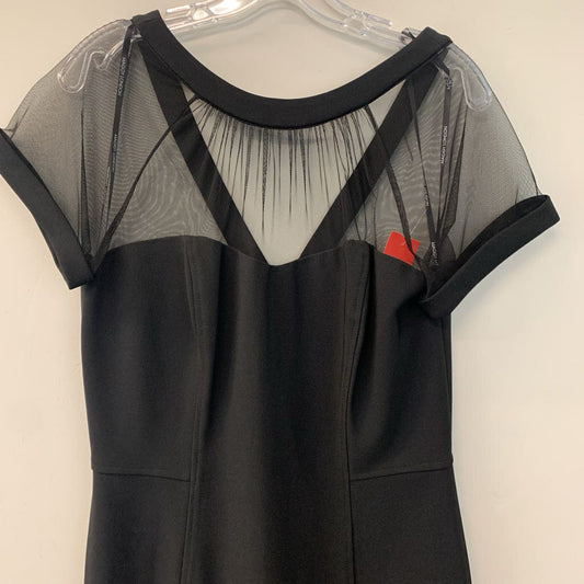 Maggy London Black Sheer Short Sleeve Top Dress 12