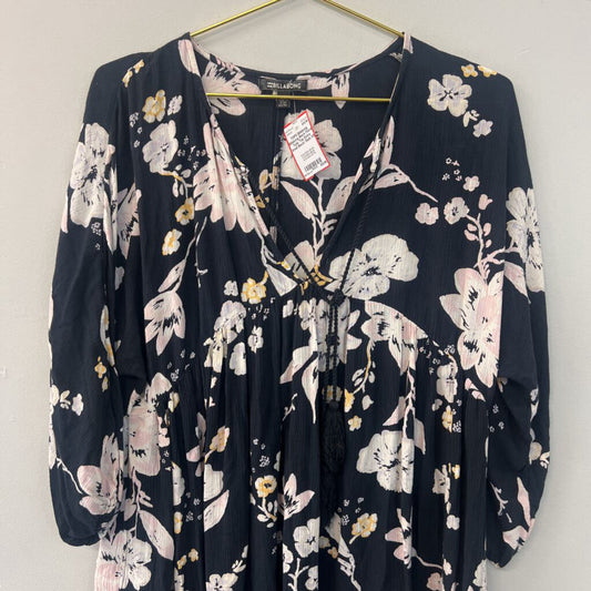 Billabong Black Floral Tunic Top Extra Small