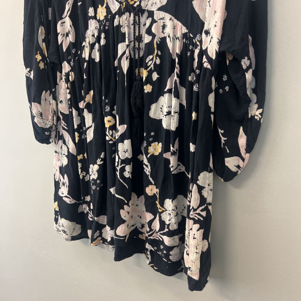 Billabong Black Floral Tunic Top Extra Small