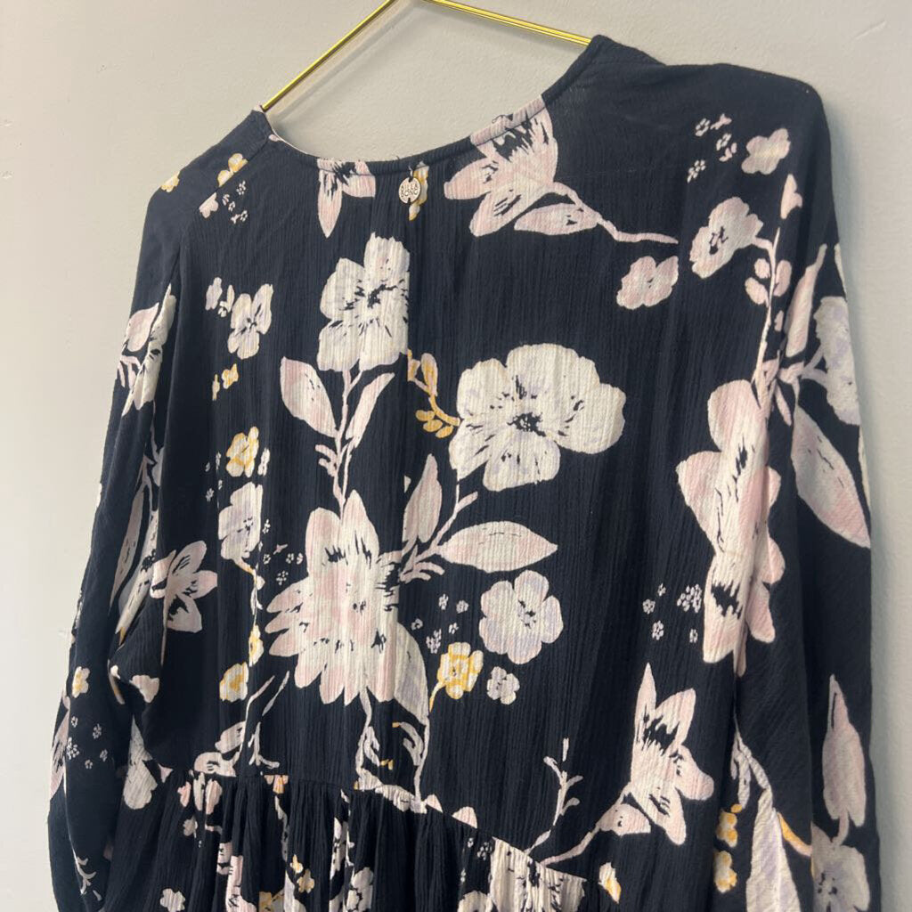 Billabong Black Floral Tunic Top Extra Small