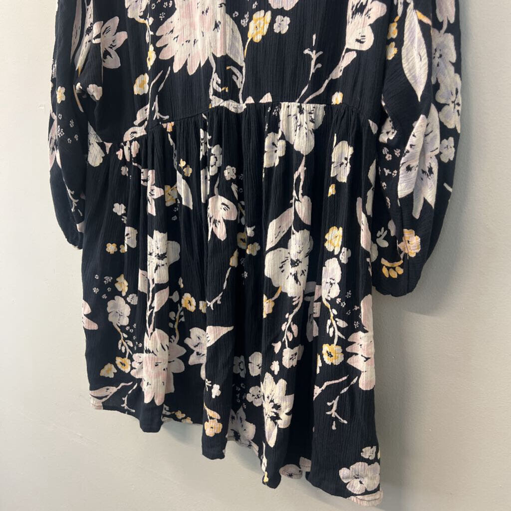 Billabong Black Floral Tunic Top Extra Small