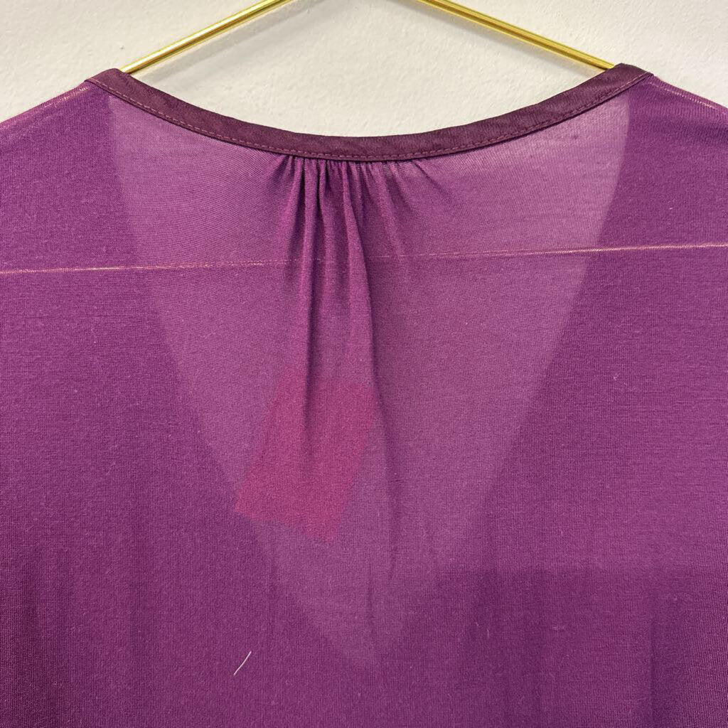 XCVI Purple Silky/ Cotton Sleeve Top Medium