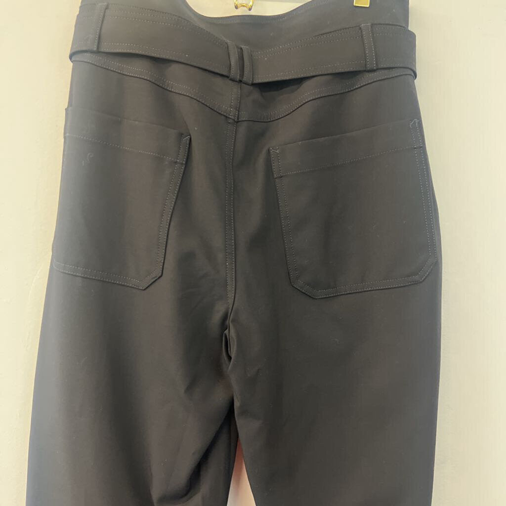 BR Black High Waisted Straight Pants With Belt 10