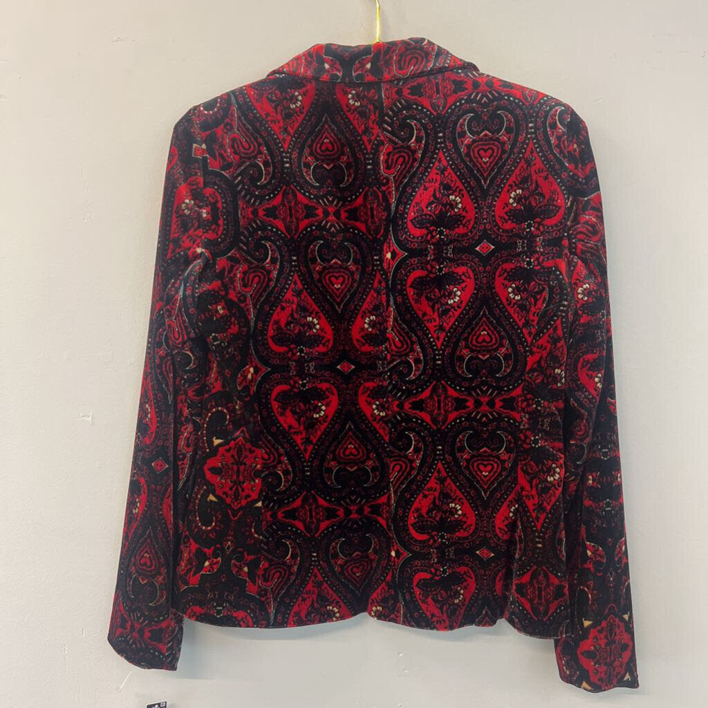 Tahari Velvet Red/ Black Print Blazer 4