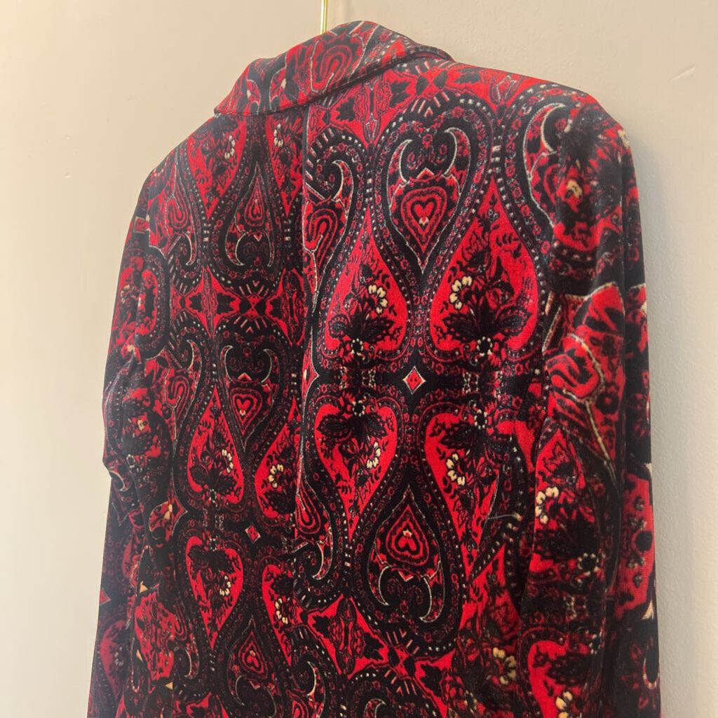 Tahari Velvet Red/ Black Print Blazer 4