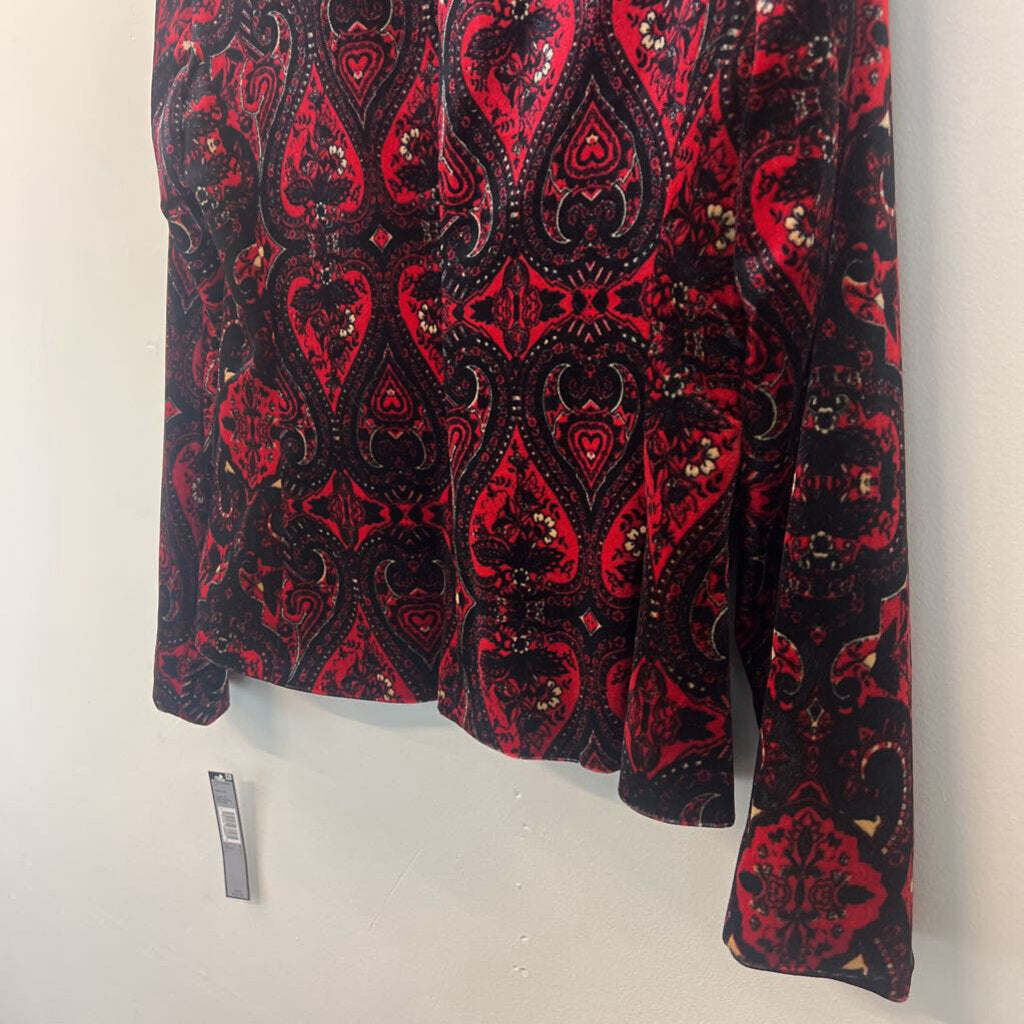 Tahari Velvet Red/ Black Print Blazer 4