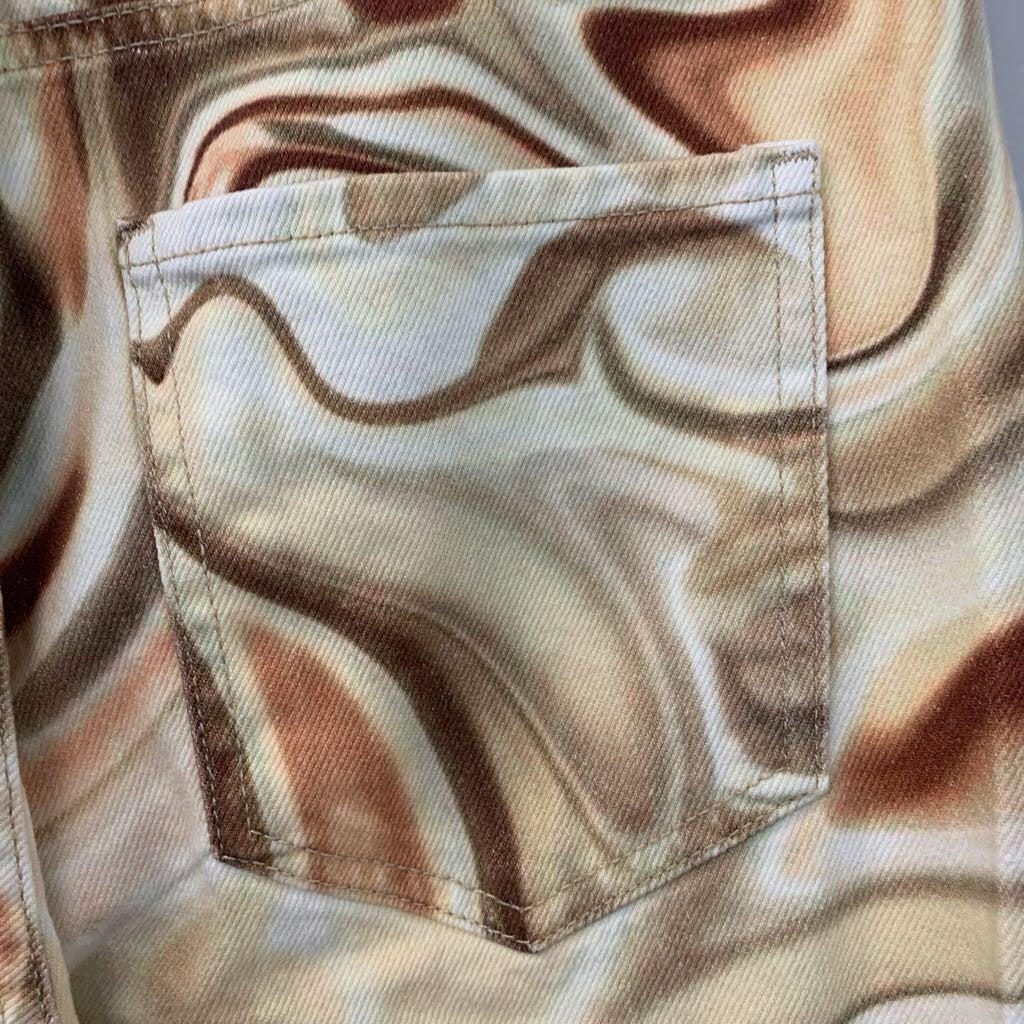 Zara Cream/ Brown Swirl Print Pants 6