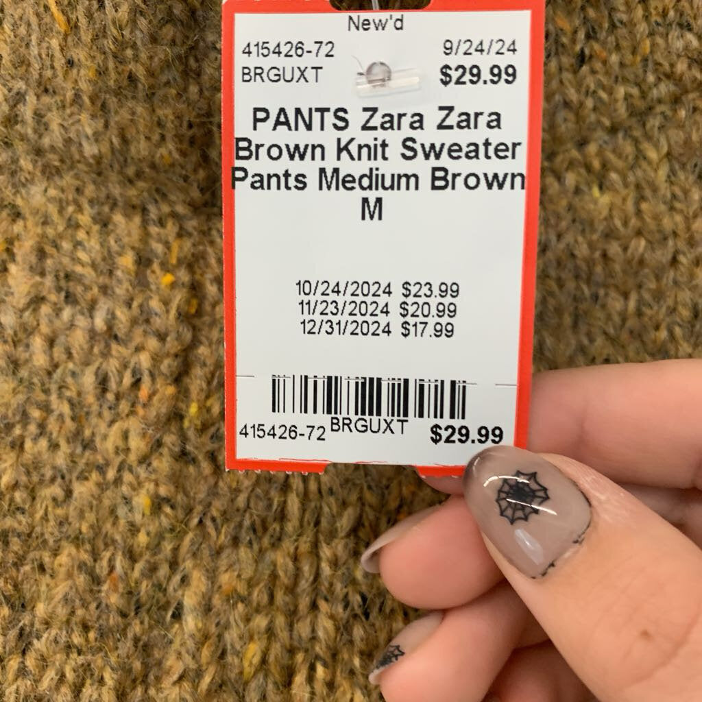 Zara Brown Knit Sweater Pants Medium