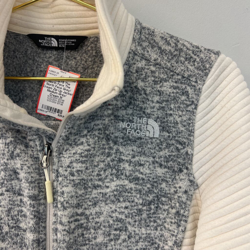 The North Face Grey/ Cream Zip Up Jacket Medium