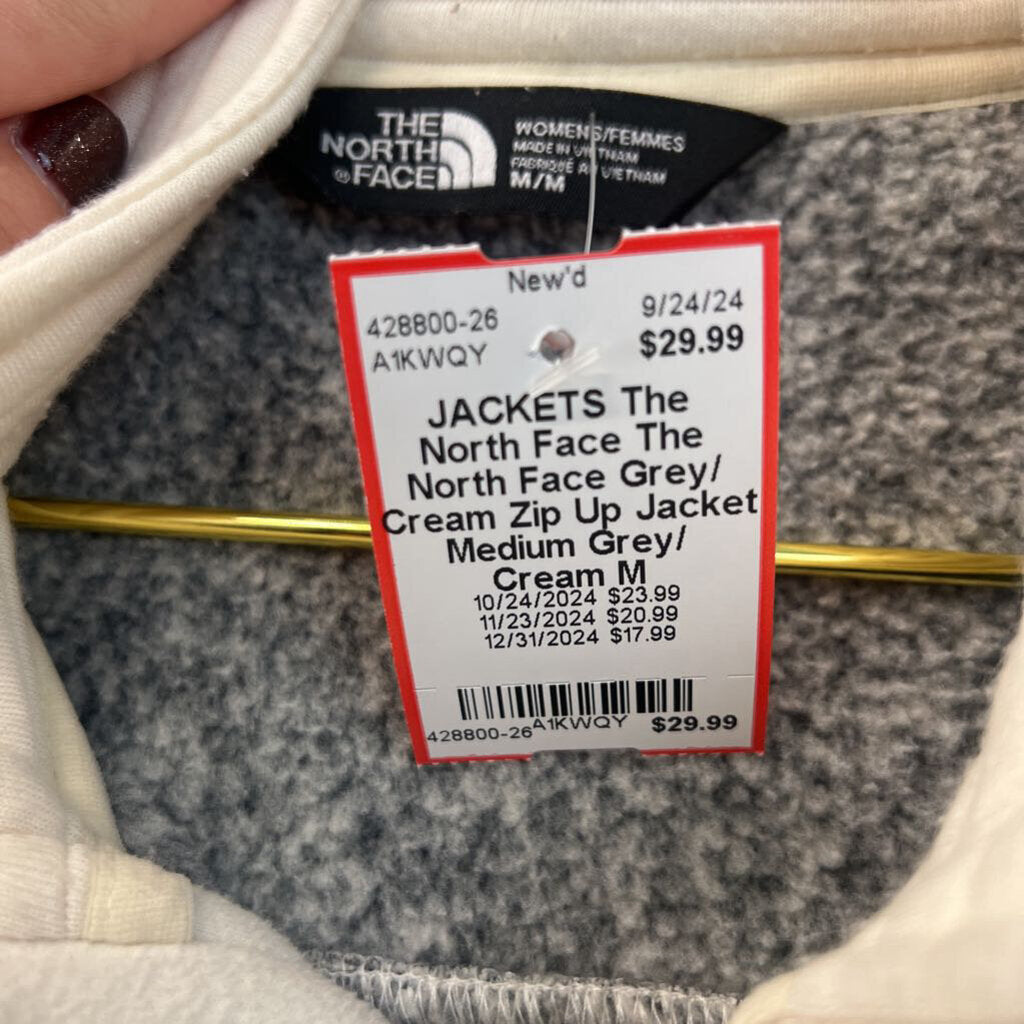 The North Face Grey/ Cream Zip Up Jacket Medium