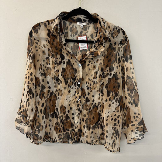 Nicola Leopard Print Tank/ Button Down Top Set Medium