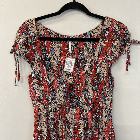 Free People Black/ Multi Floral Print Short Sleeve Dress Small