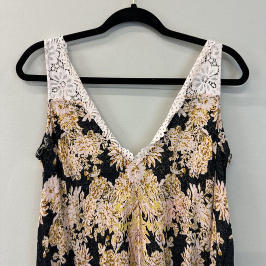 Intimately Free People Black/ Cream Print Lace Detail Dress Small