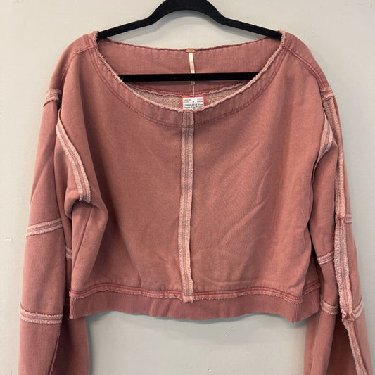 Free People Mauve Slouchy Crop Long Sleeve Top Large