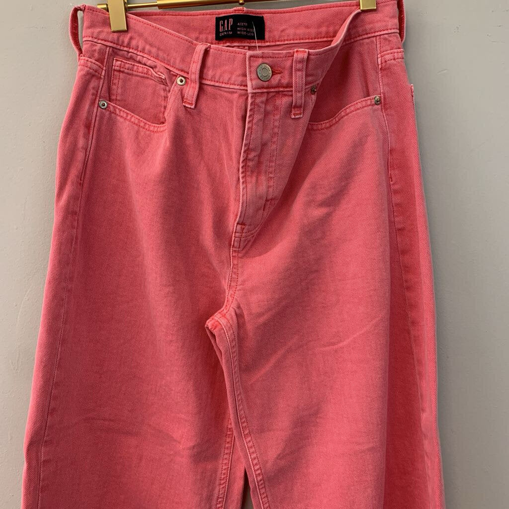 Gap Pink Denim High Rise Wide Leg Jeans 27