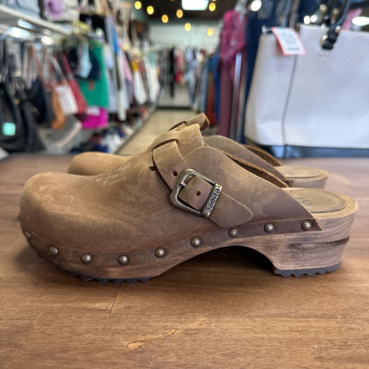 Sanita Brown Leather Clogs 38