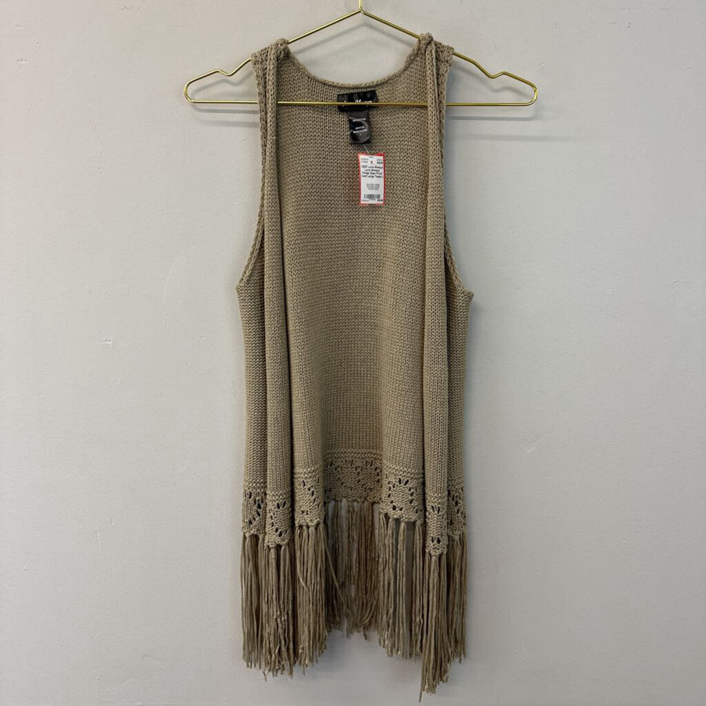 Love Always Fringe Open Front Vest Large