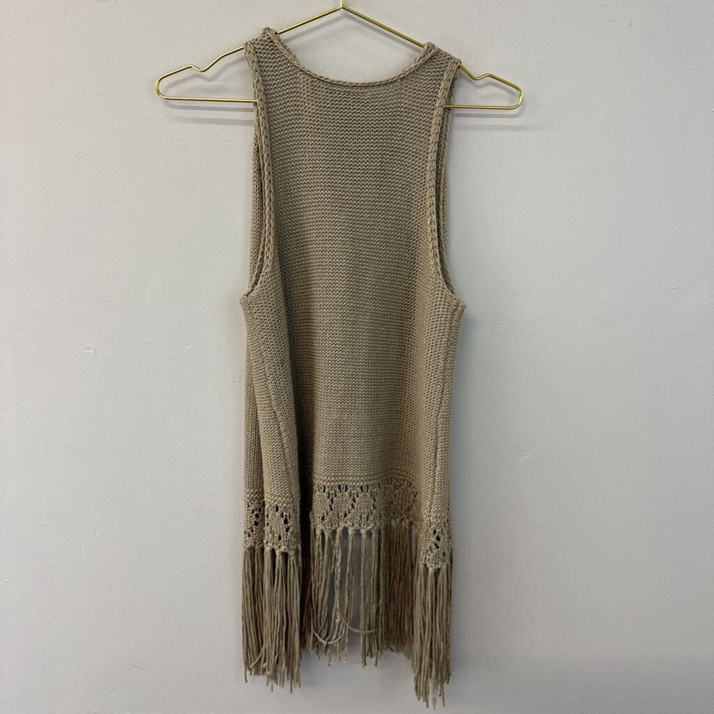 Love Always Fringe Open Front Vest Large