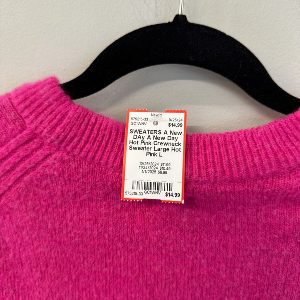 A New Day Hot Pink Crewneck Sweater Large