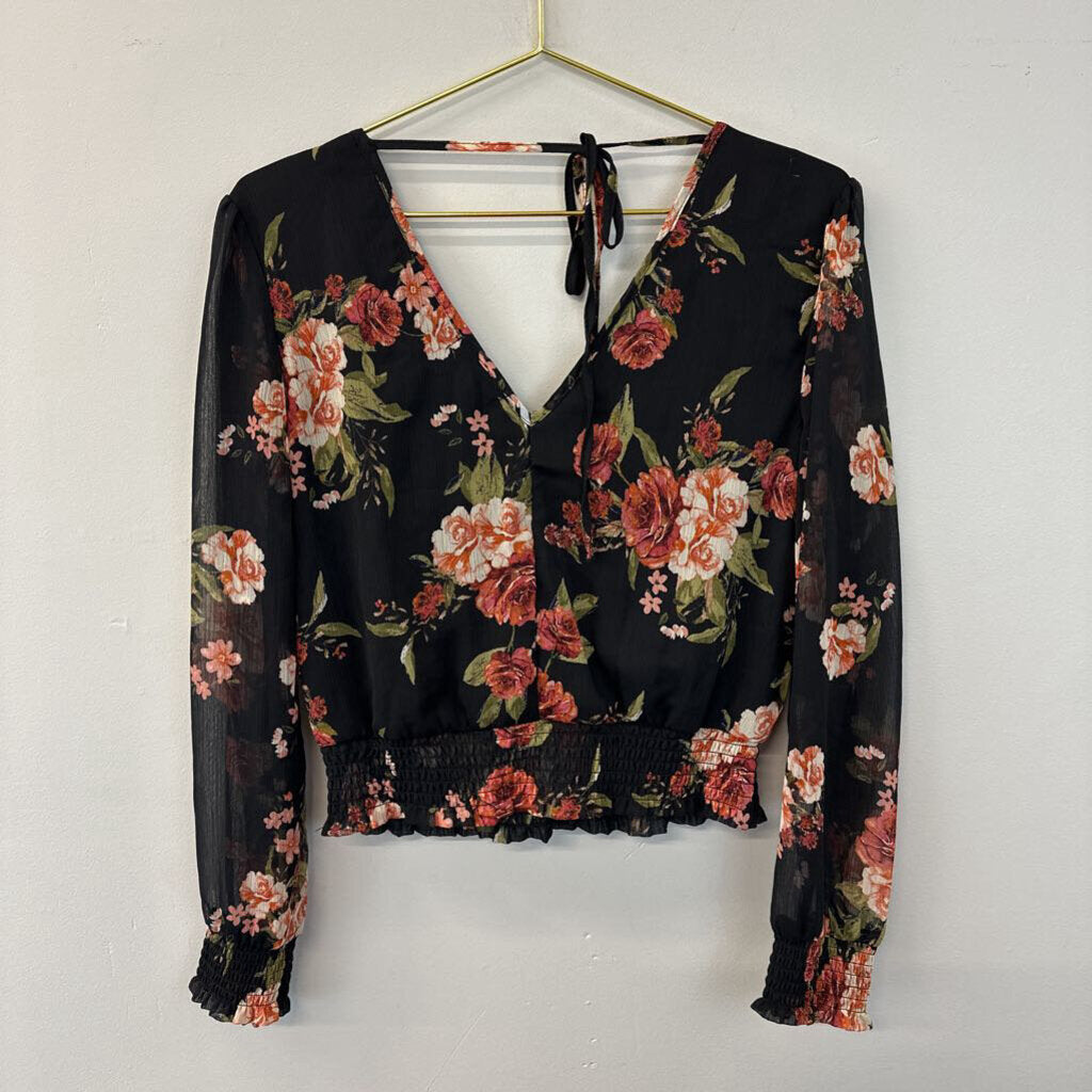 Altar'd State Floral Print Long Sleeve Top Medium