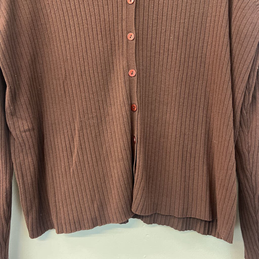 Vintage Kathie Lee Ribbed Button Up Cardigan Large