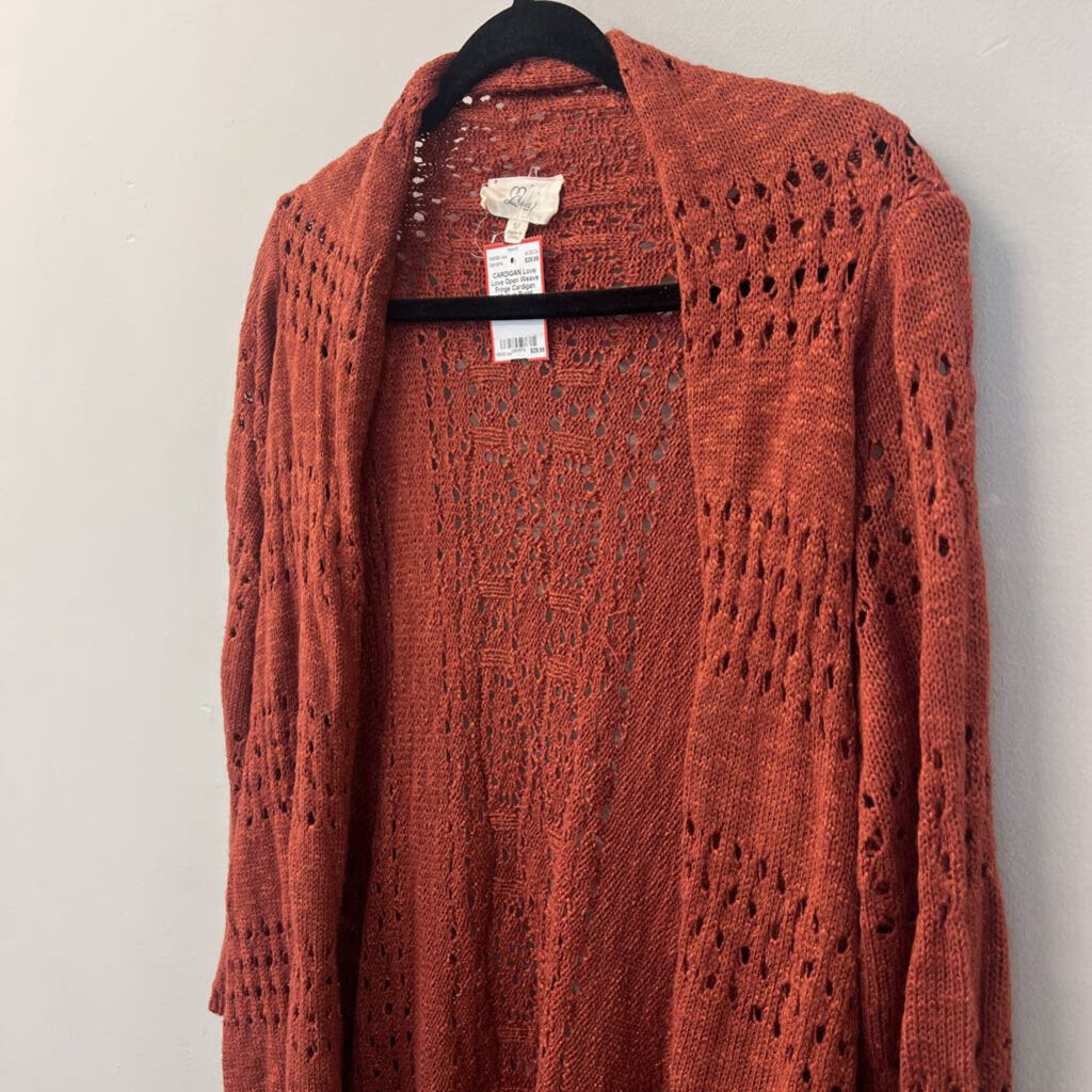 Love Open Weave Fringe Cardigan Medium