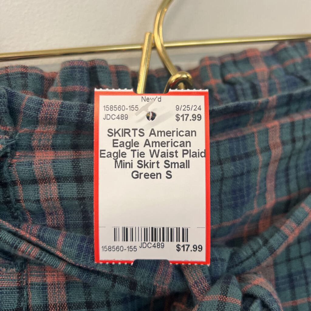 American Eagle Tie Waist Plaid Mini Skirt Small