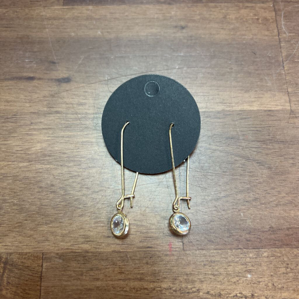 CZ Bezel Dangle Earrings