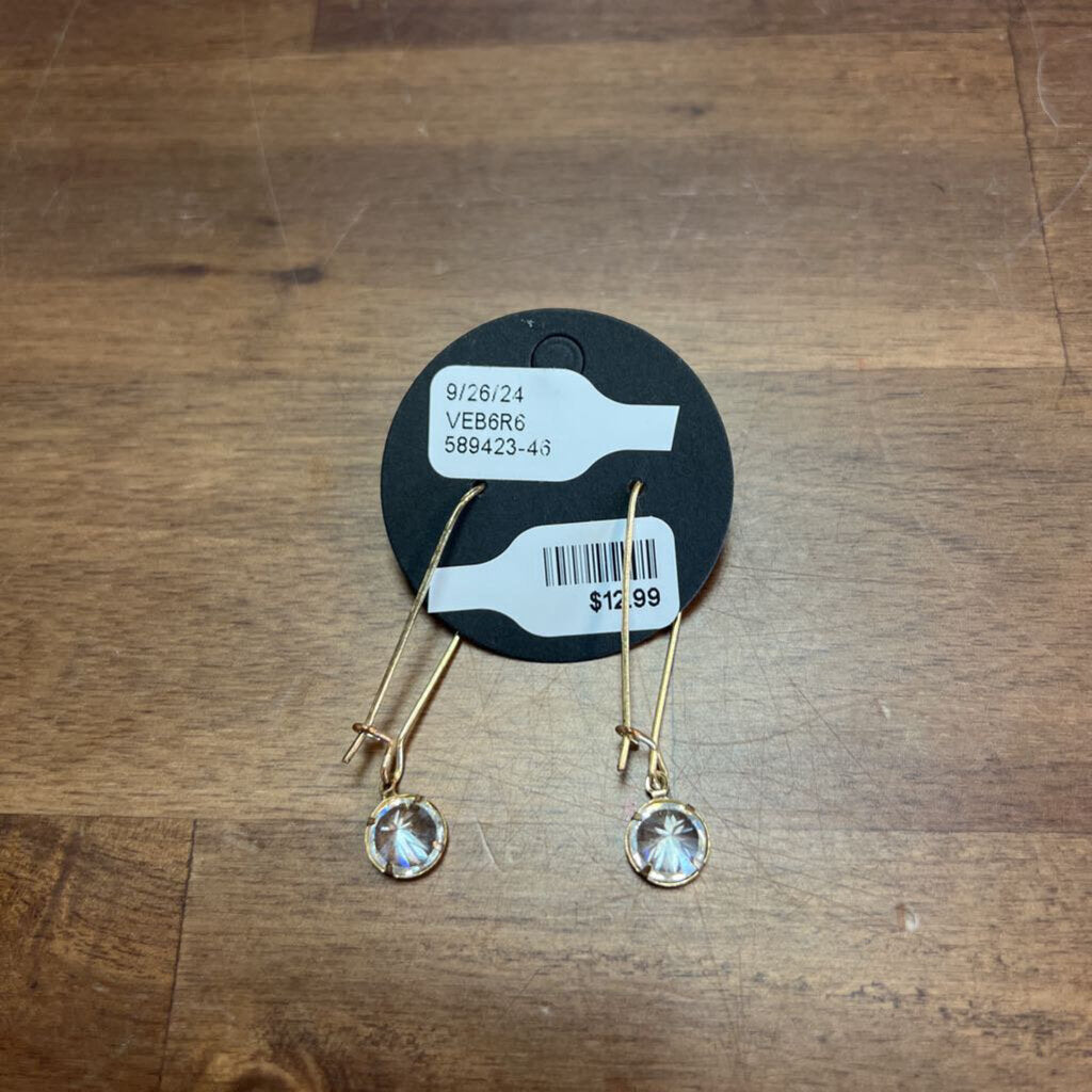 CZ Bezel Dangle Earrings