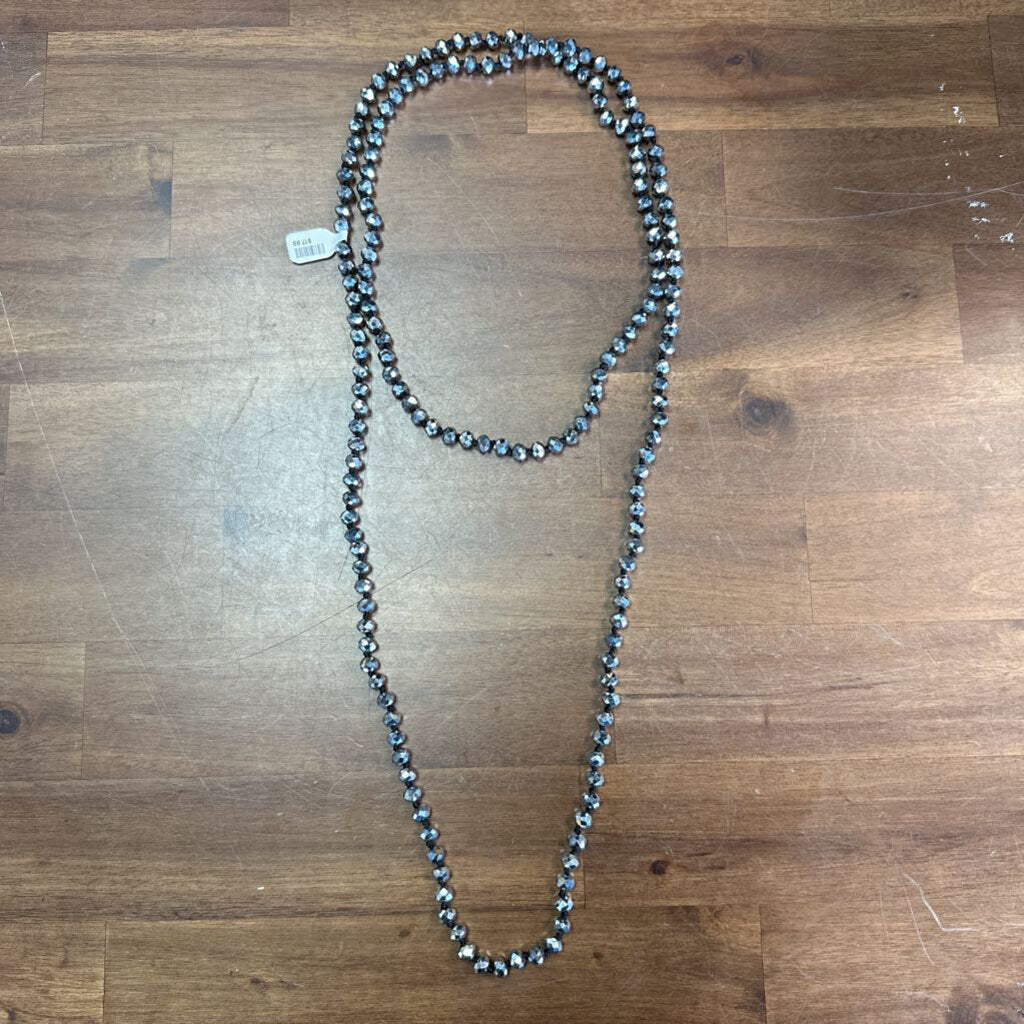 Long Beaded Graphite Necklace