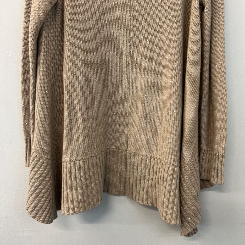 Alice and Olivia Beige Sequin Detail Open Front Sweater Small