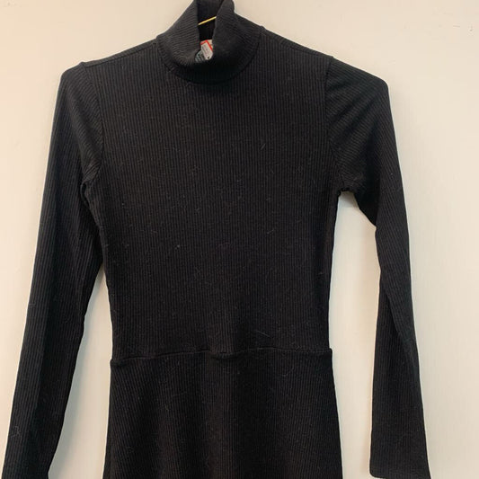 Reformation Jeans Black Ribbed Turtleneck Dress Small