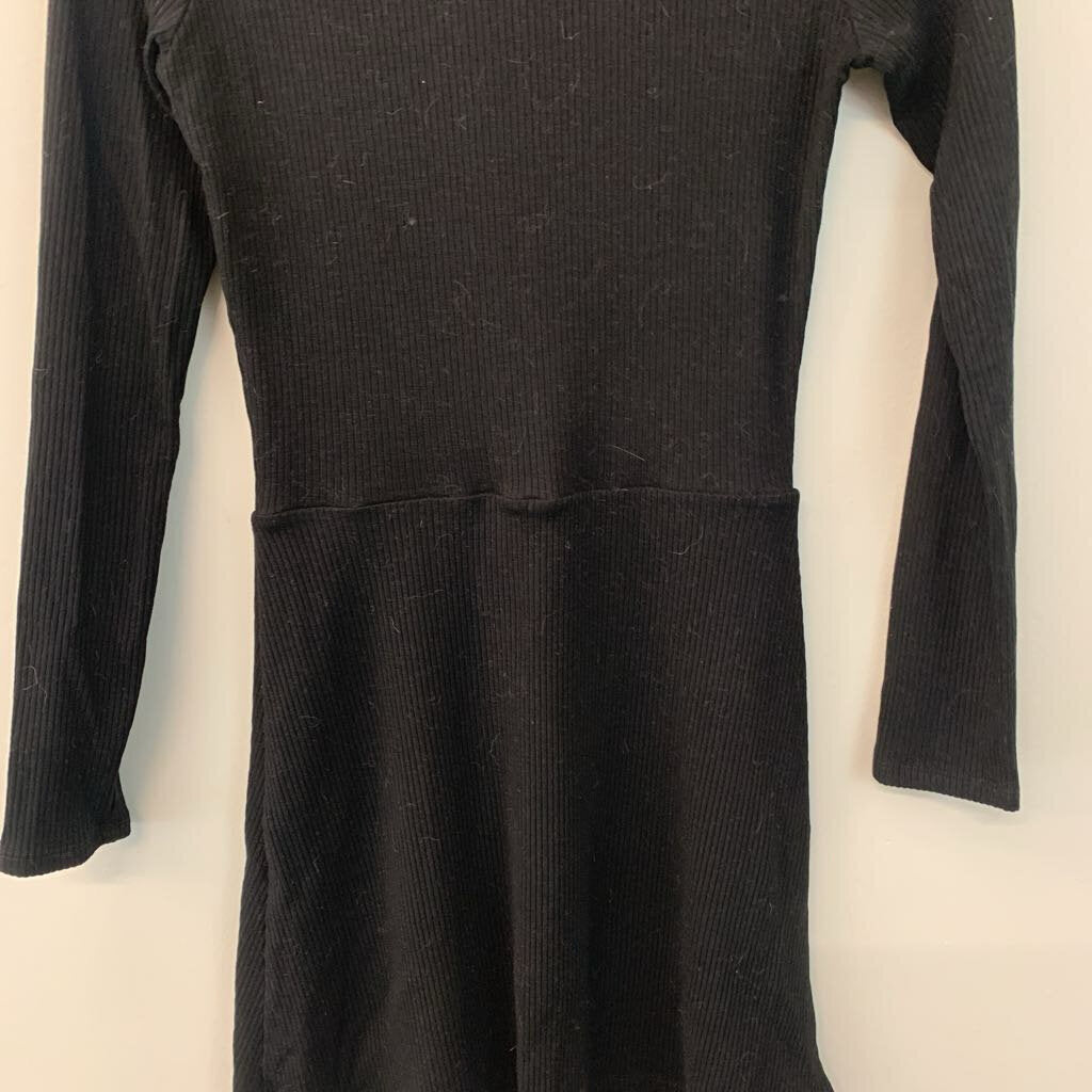 Reformation Jeans Black Ribbed Turtleneck Dress Small