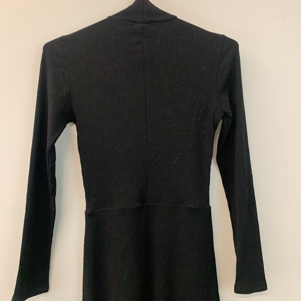 Reformation Jeans Black Ribbed Turtleneck Dress Small